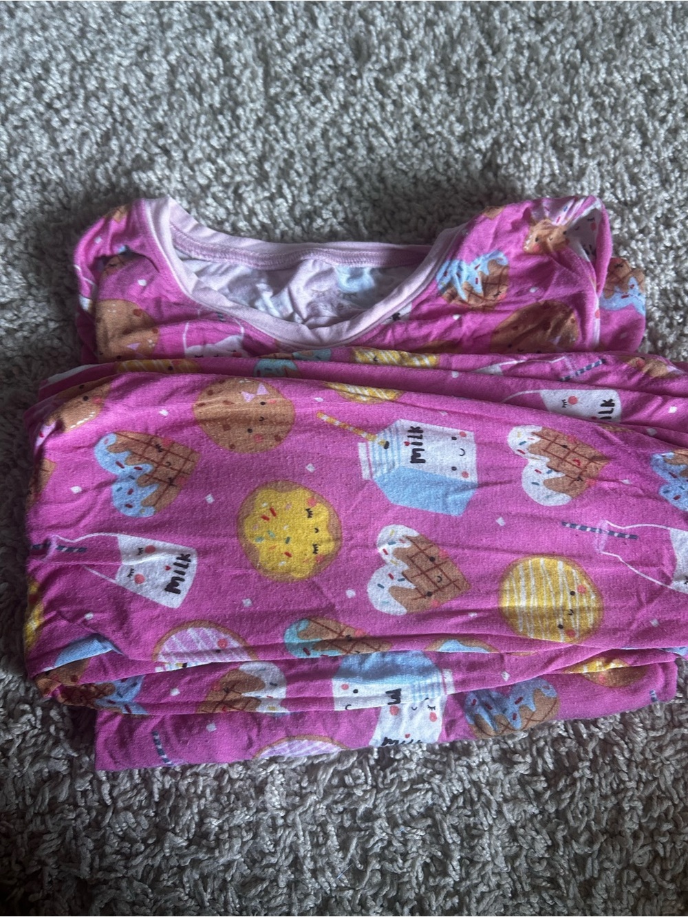 Little Sleepies Pink Dessert & Milk Print Pajama Set